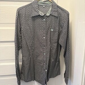 Cinch Black and White Casual Button Down Shirt